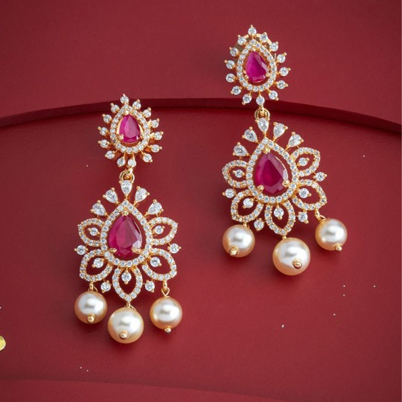 Gold-Plated Kundan Studded Contemporary Antique Drop Earrings