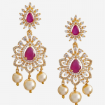 Gold-Plated Kundan Studded Contemporary Antique Drop Earrings