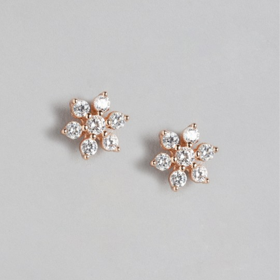 Gold-Plated Zircon Studded & Pearls Beaded Drop Earrings