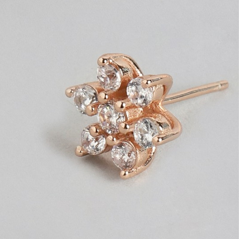Gold-Plated Zircon Studded & Pearls Beaded Drop Earrings